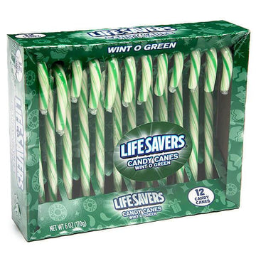 LifeSavers Candy Canes - Wint-O-Green: 12-Piece Box - Candy Warehouse