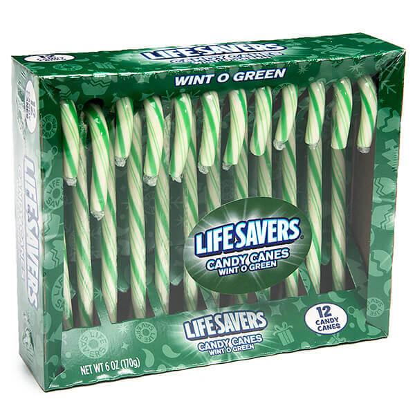 LifeSavers Candy Canes - Wint-O-Green: 12-Piece Box - Candy Warehouse