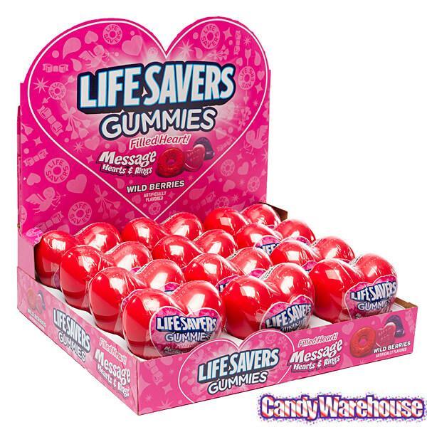 LifeSavers Gummies Candy Filled Plastic Hearts: 12-Piece Display - Candy Warehouse