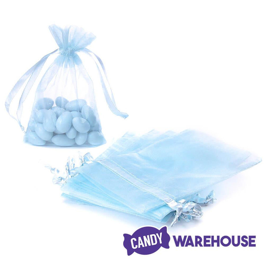Light Blue Organza Candy Bags: 30-Piece Pack - Candy Warehouse