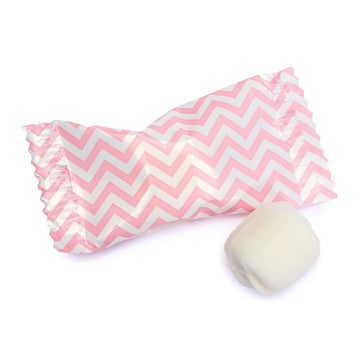 Light Pink Chevron Stripe Wrapped Butter Mint Creams: 300-Piece Case - Candy Warehouse
