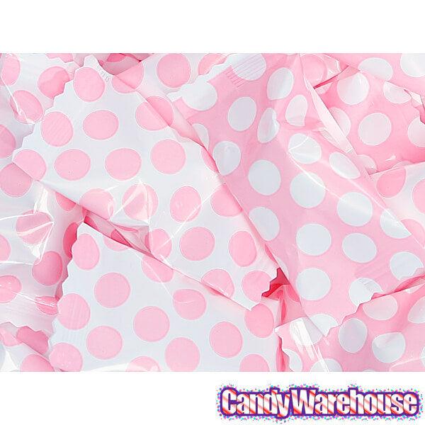 Light Pink Polka Dots Wrapped Butter Mint Creams: 300-Piece Case - Candy Warehouse
