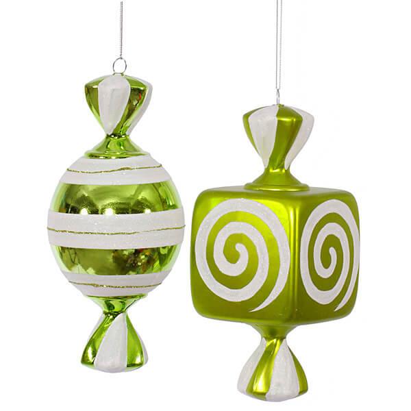 Lime Green Large Candy Ornaments - 8 Inch: 2-Piece Box - Candy Warehouse