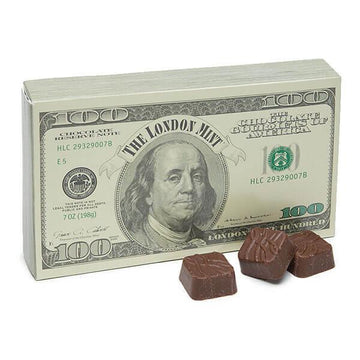 London Mint $100 Bill Chocolate Mint Meltaways: 7-Ounce Gift Box - Candy Warehouse