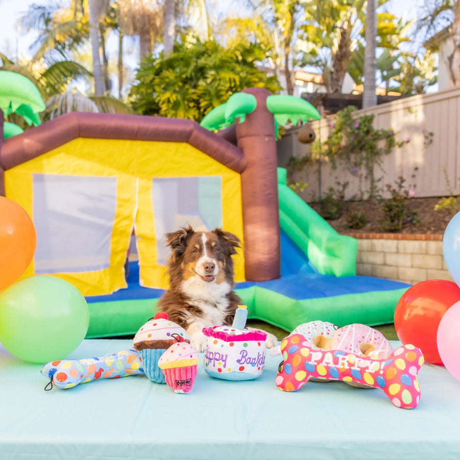Lulubelle's Power Plush Happy Barkday Cake Dog Toy: Large - Candy Warehouse