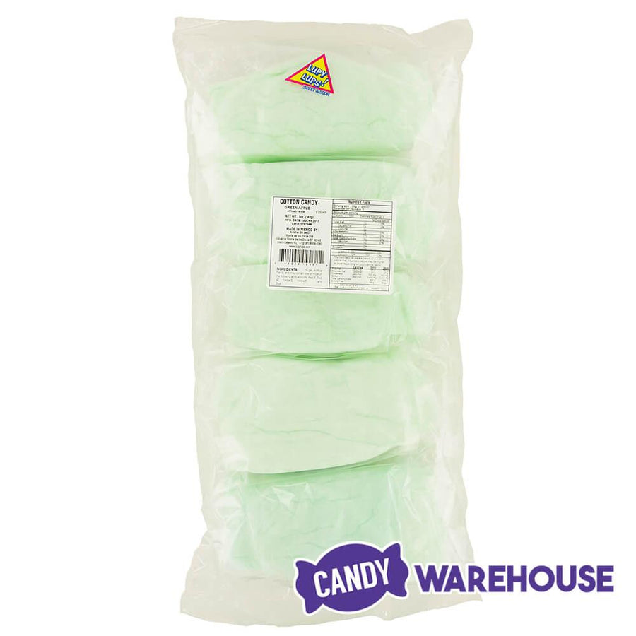 Lupy Lups Green Cotton Candy 0.5-Ounce Packs - Apple: 10-Piece Bag - Candy Warehouse