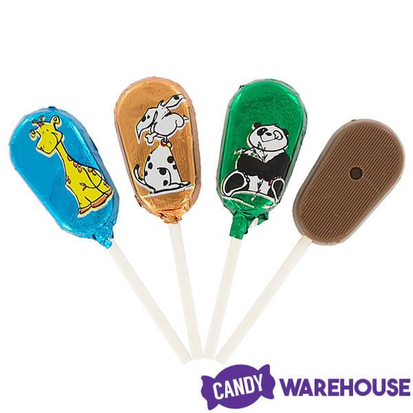 Madelaine Animal Foiled Milk Chocolate Lollipops: 36-Piece Display - Candy Warehouse