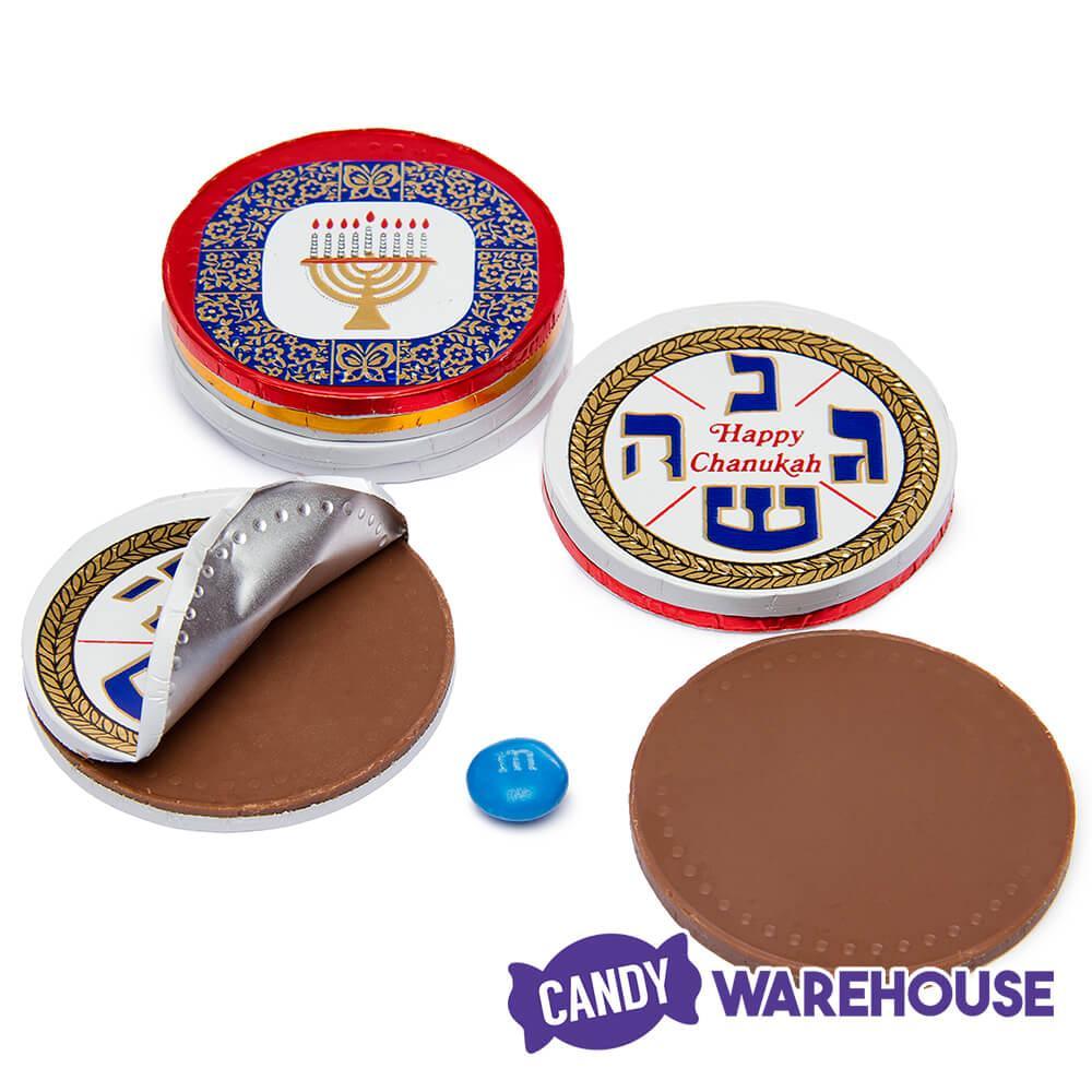 Madelaine Chanukah Foiled Milk Chocolate Candy Discs: 192-Piece Box - Candy Warehouse