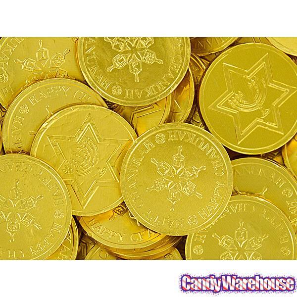 Madelaine Chanukah Gelt Gold Foiled Milk Chocolate Coins: 5LB Bag - Candy Warehouse