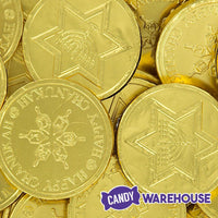Madelaine Chanukah Gelt Gold Foiled Milk Chocolate Coins in Mesh Bags: 24-Piece Tub - Candy Warehouse