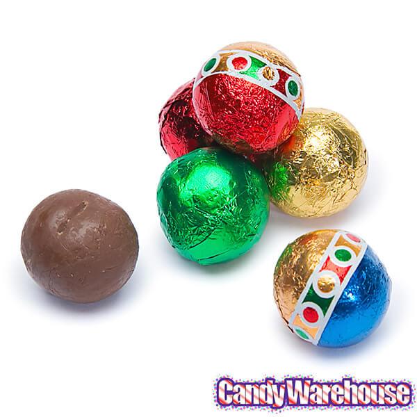 Madelaine Christmas Foiled Milk Chocolate Balls 2-Ounce Mesh Bags: 24-Piece Tub - Candy Warehouse