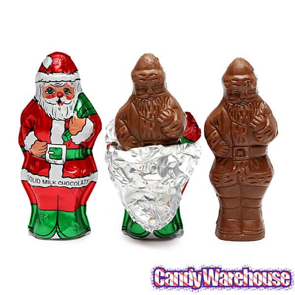 Madelaine Foiled 2-Ounce Solid Milk Chocolate Santas: 24-Piece Display - Candy Warehouse