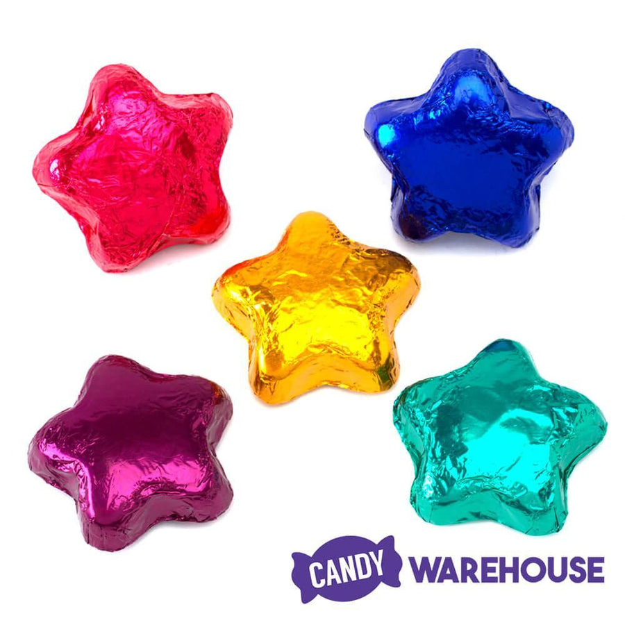 Madelaine Foiled Dark Chocolate Stars - Assorted Colors: 5LB Bag - Candy Warehouse