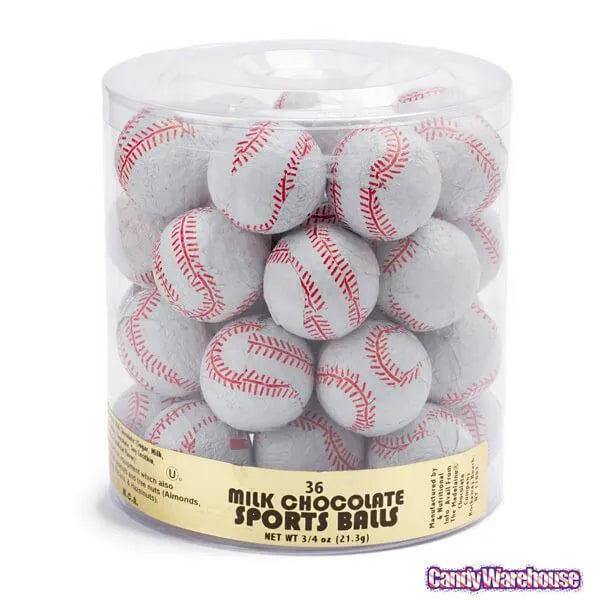 Madelaine Foiled Milk Chocolate 1.5Inch Sports Balls Candy Baseballs