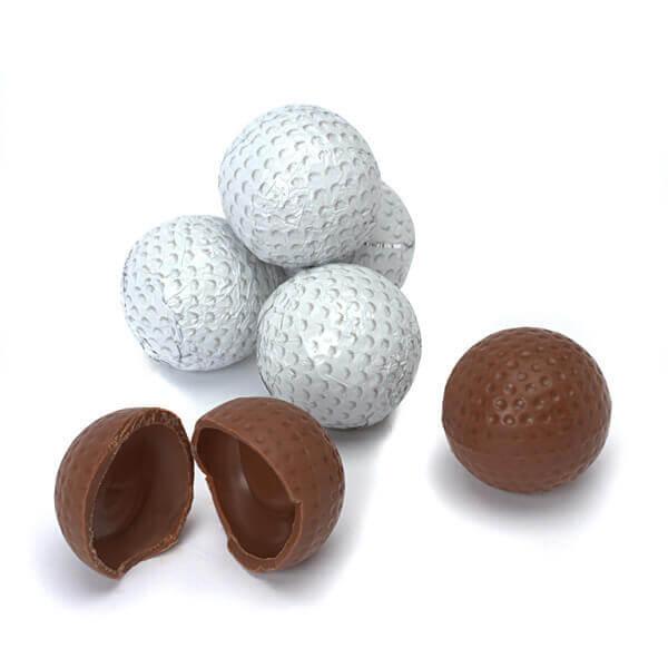 Madelaine Foiled Milk Chocolate 1.5-Inch Sports Balls Candy - Golf Balls: 36-Piece Tub - Candy Warehouse