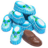 Madelaine Foiled Milk Chocolate Baby Booties - Boy: 64-Piece Box - Candy Warehouse