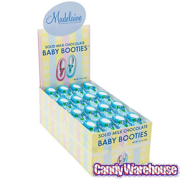 Madelaine Foiled Milk Chocolate Baby Booties - Boy: 64-Piece Box - Candy Warehouse