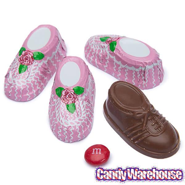 Madelaine Foiled Milk Chocolate Baby Booties - Girl: 64-Piece Box - Candy Warehouse