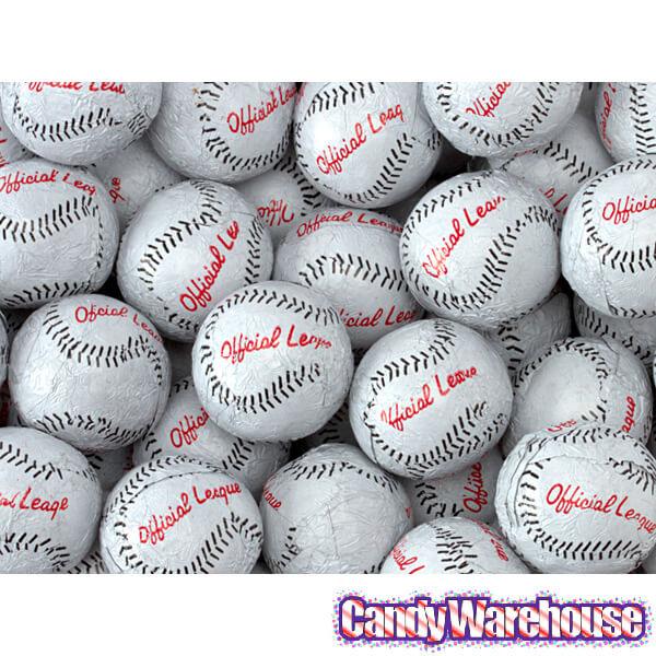 Madelaine Foiled Milk Chocolate Baseballs: 5LB Bag - Candy Warehouse