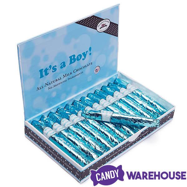 Madelaine Foiled Milk Chocolate Cigars - Boy: 24-Piece Box - Candy Warehouse