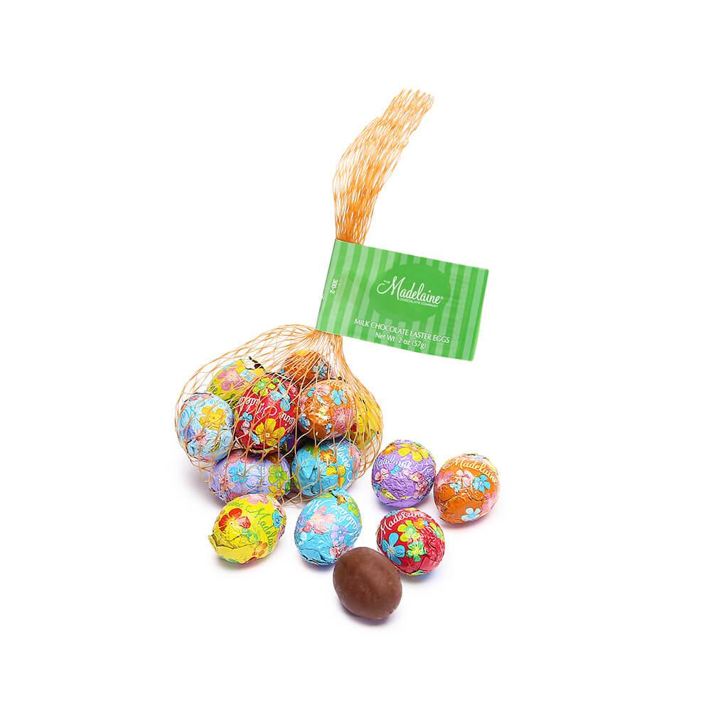 Madelaine Foiled Milk Chocolate Easter Eggs 2-Ounce Mesh Bags: 24-Piece Tub - Candy Warehouse