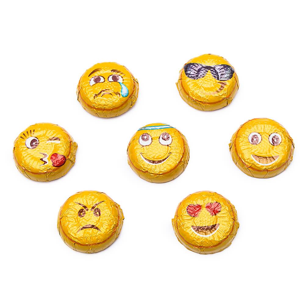 Madelaine Foiled Milk Chocolate Emoji Candy Rounds: 5LB Bag - Candy Warehouse