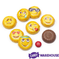 Madelaine Foiled Milk Chocolate Emoji Candy Rounds: 5LB Bag - Candy Warehouse