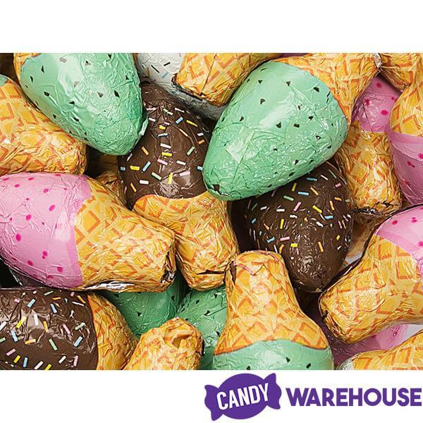 Madelaine Foiled Milk Chocolate Ice Cream Cones: 45-Piece Tub - Candy Warehouse