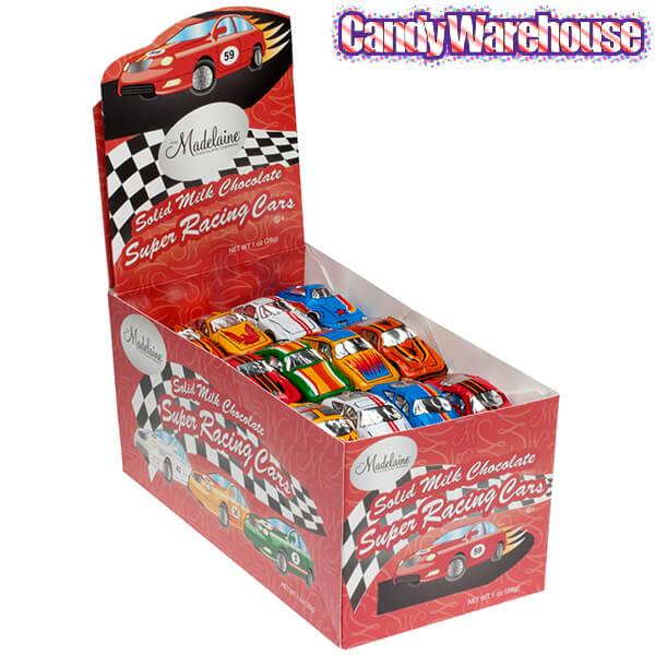 Madelaine Foiled Milk Chocolate Race Cars: 60-Piece Display - Candy Warehouse