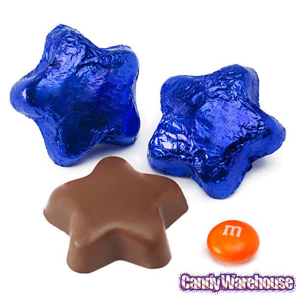 Madelaine Foiled Milk Chocolate Stars - Blue: 5LB Bag - Candy Warehouse