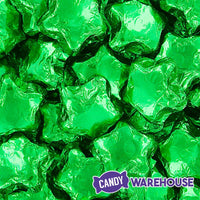 Madelaine Foiled Milk Chocolate Stars - Green: 5LB Bag - Candy Warehouse