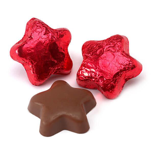 Madelaine Foiled Milk Chocolate Stars - Red: 5LB Bag - Candy Warehouse