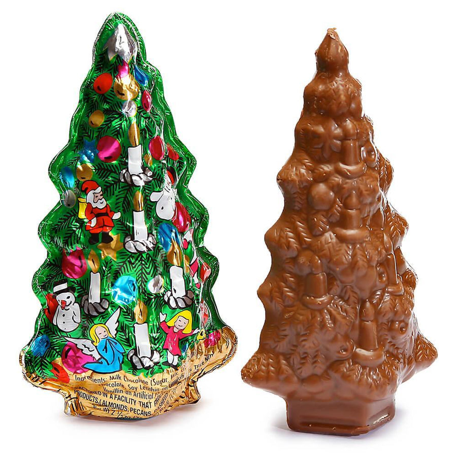 Madelaine Foiled Semi-Solid Milk Chocolate Christmas Trees: 12-Piece Display - Candy Warehouse