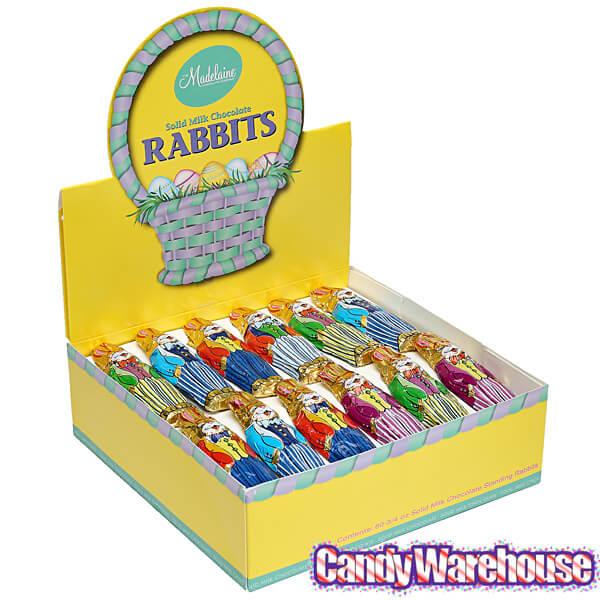 Madelaine Foiled Standing Milk Chocolate Easter Rabbits: 60-Piece Box - Candy Warehouse