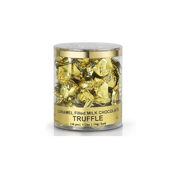 Madelaine Gold Foiled Caramel Filled Chocolate Truffles: 30-Piece Tub - Candy Warehouse