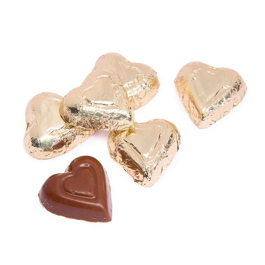 Madelaine Gold Foiled Milk Chocolate Hearts: 5LB Bag - Candy Warehouse