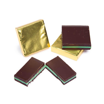 Madelaine Gold Foiled Mint Truffle Dark Chocolate Squares: 5LB Box - Candy Warehouse