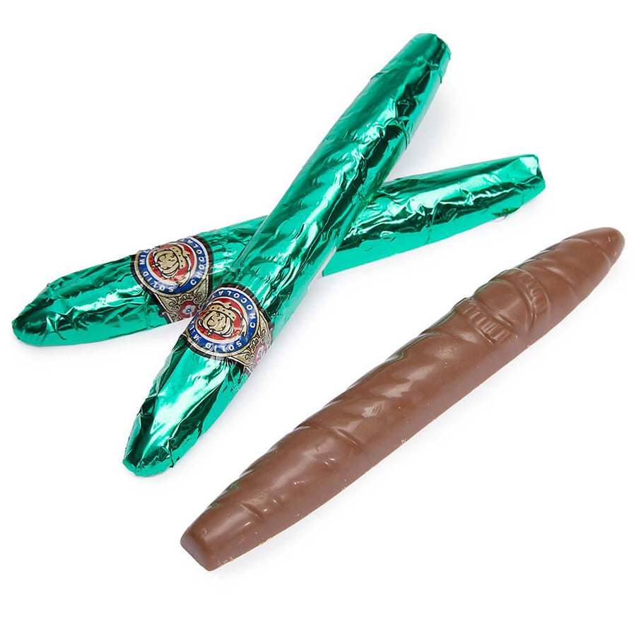 Madelaine Green Foiled Milk Chocolate Cigars: 24-Piece Box - Candy Warehouse