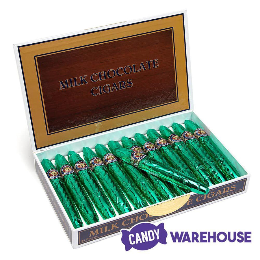 Madelaine Green Foiled Milk Chocolate Cigars: 24-Piece Box - Candy Warehouse