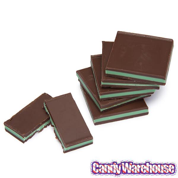 Madelaine Light Green Foiled Mint Truffle Dark Chocolate Squares: 5LB Box - Candy Warehouse