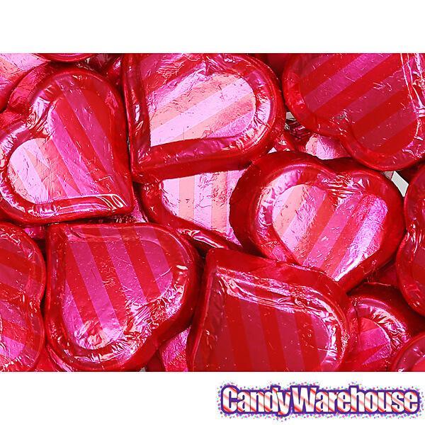 Madelaine Pink and Red Foiled Caramel Filled Chocolate Hearts: 40-Piece Tub - Candy Warehouse