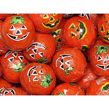Madelaine Pumpkin Foiled Crisp Chocolate Balls: 5LB Bag - Candy Warehouse