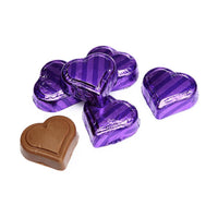 Madelaine Purple Foiled Peanut Butter Filled Chocolate Hearts: 40-Piece Tub - Candy Warehouse