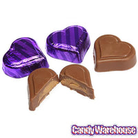 Madelaine Purple Foiled Peanut Butter Filled Chocolate Hearts: 40-Piece Tub - Candy Warehouse