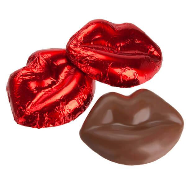 Madelaine Red Foiled Milk Chocolate Lips: 5LB Bag - Candy Warehouse