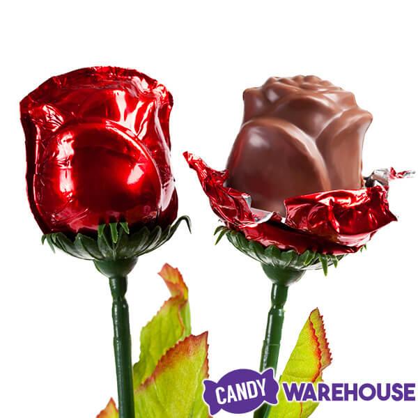 Madelaine Red Foiled Milk Chocolate Roses Bouquet: 12-Piece Florist Box - Candy Warehouse