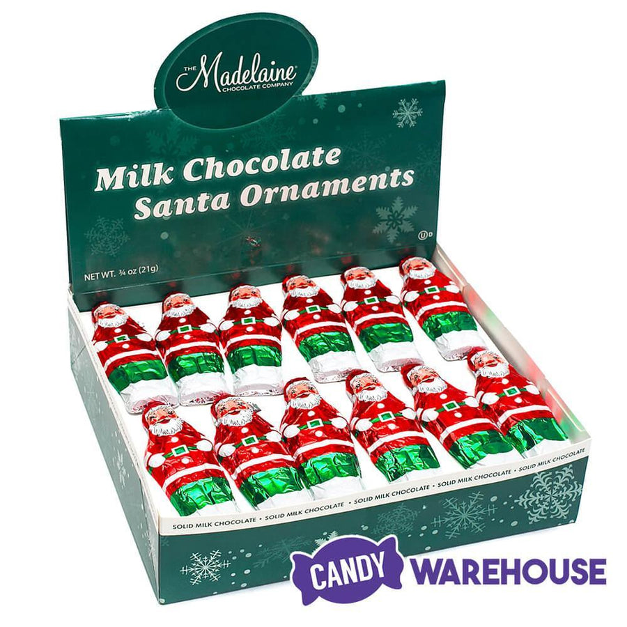 Madelaine Santa Foiled 3/4-Ounce Milk Chocolate Ornaments: 60-Piece Display - Candy Warehouse