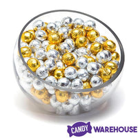 Madelaine Silver & Gold Foiled Milk Chocolate Balls: 5LB Bag - Candy Warehouse