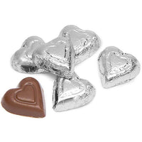 Madelaine Silver Foiled Milk Chocolate Hearts: 5LB Bag - Candy Warehouse