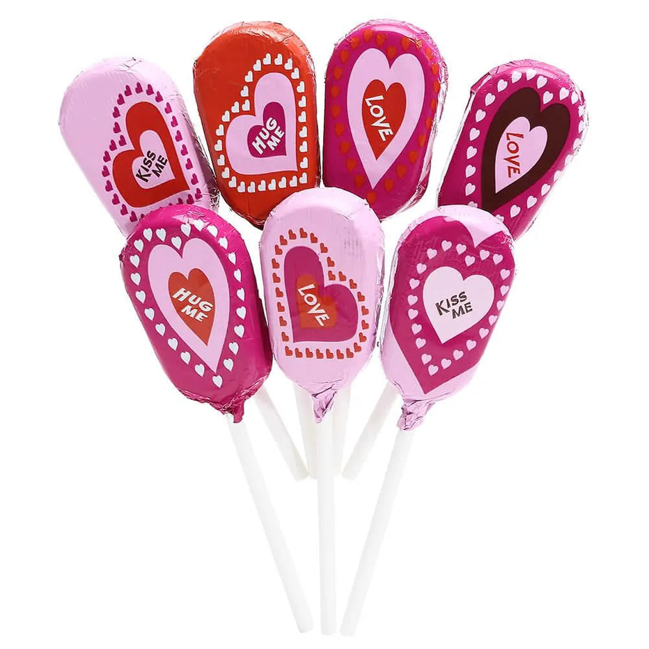Madelaine Valentine Foiled Milk Chocolate Lollipops: 36-Piece Display, image size:932x932